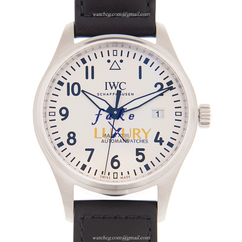 IWC IW327012 PILOTS Automatic - Replica Watch - White Dial Black Cowhide Strap - Steel Case 40mm - Luxury Replica Watch