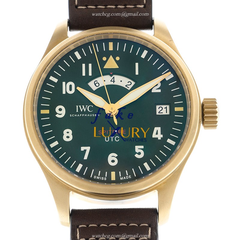 IWC IW327101 Pilots Automatic Bronze Green Dial Brown Strap Replica Watch - Luxury Replica Watch