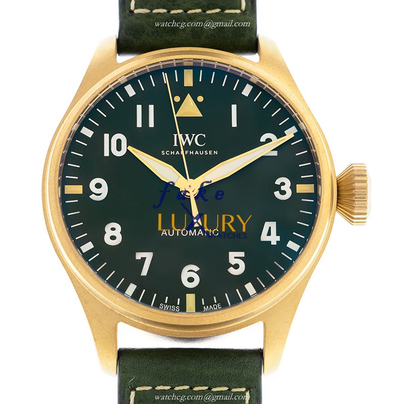 IW329702 - IWC PILOTS Automatic Bronze Replica Watch Green Dial Leather Strap - Luxury Replica Watch