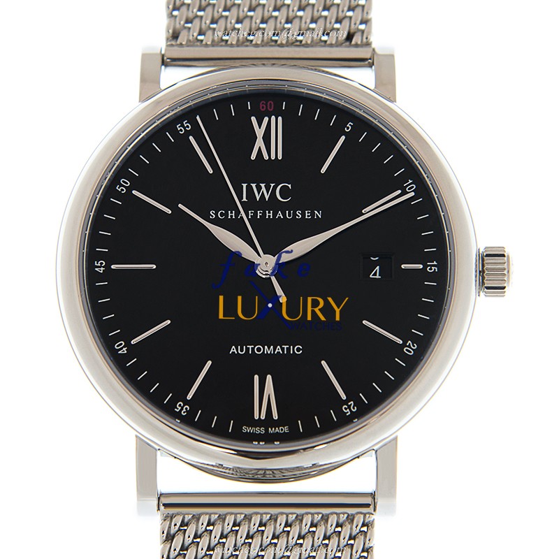 IWC IW356508 Portofino Replica Watch, Black Dial, Steel Case, Automatic Movement, Silver Bracelet - Luxury Replica Watch