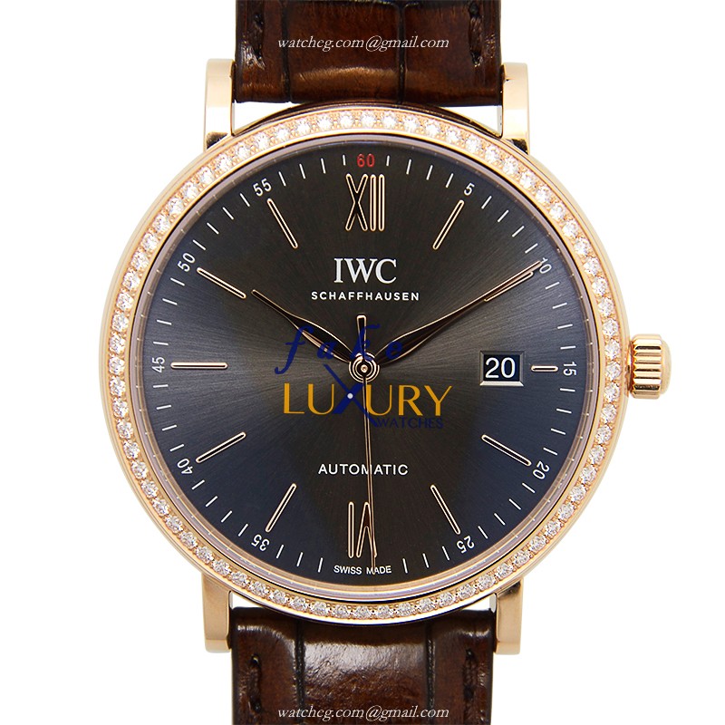 IWC IW356516 Portofino Replica Watch Automatic Dark Grey Dial 18kt Rose Gold Case - Luxury Replica Watch
