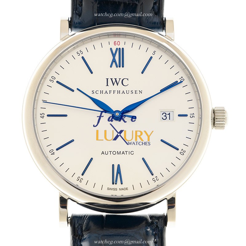 IWC IW356527 Portofino Replica Watch, Automatic, Silver Dial, Steel Case, Blue Leather Strap - Luxury Replica Watch