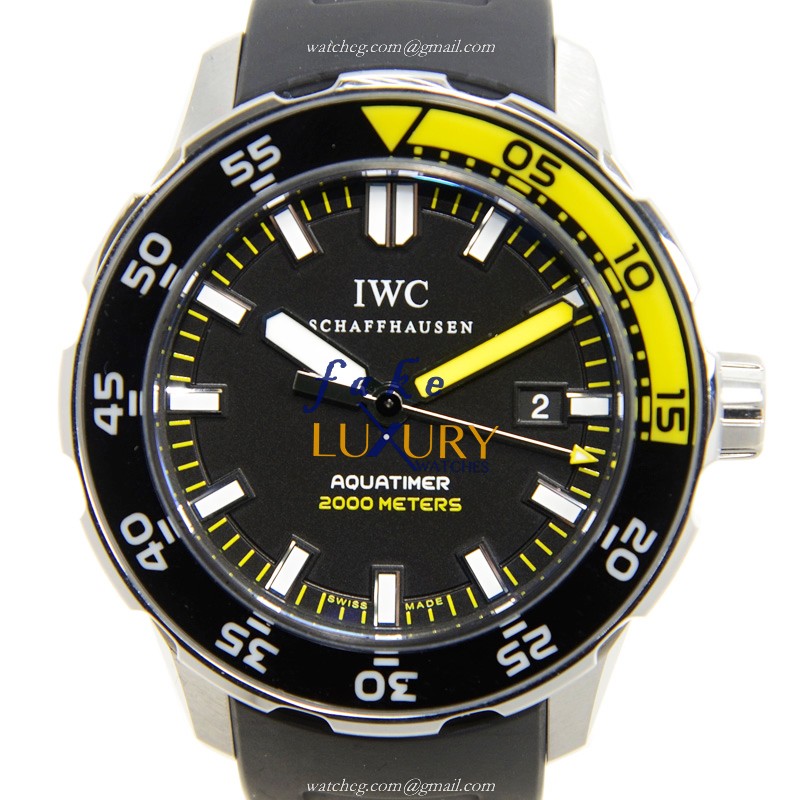 IWC Aquatimer IW356802 - Replica Watch - Automatic - Stainless Steel - Black Dial - Rubber Strap - Luxury Replica Watch