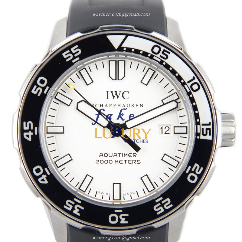 IWC IW356811 Aquatimer Replica Watch, Automatic, White Dial, Steel Case, Black Rubber Strap - Luxury Replica Watch