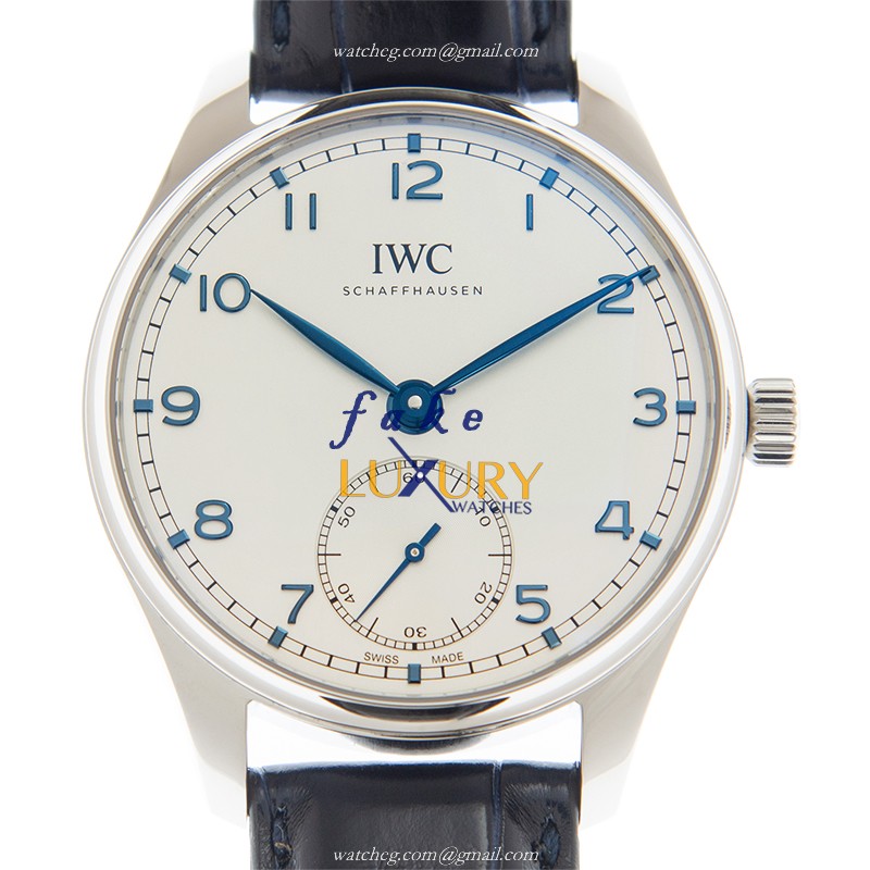 IWC Portuguese IW358304 Replica Watch, Automatic Movement, Silver Dial, Blue Alligator Strap - Luxury Replica Watch