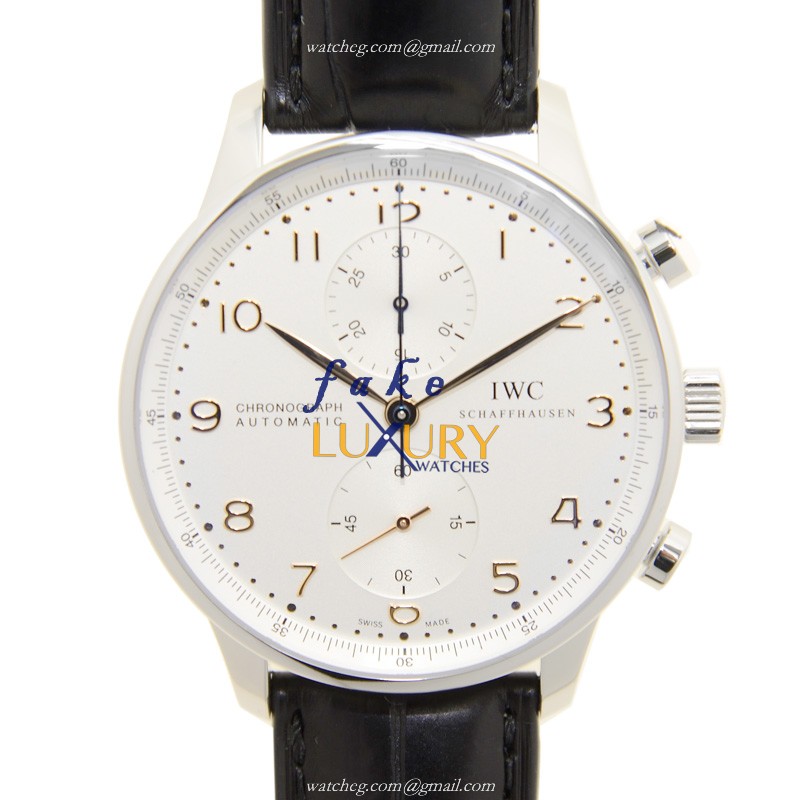 IWC Portuguese IW371445 Automatic Stainless Steel Silver Dial Black Alligator Strap Replica Watch - Luxury Replica Watch