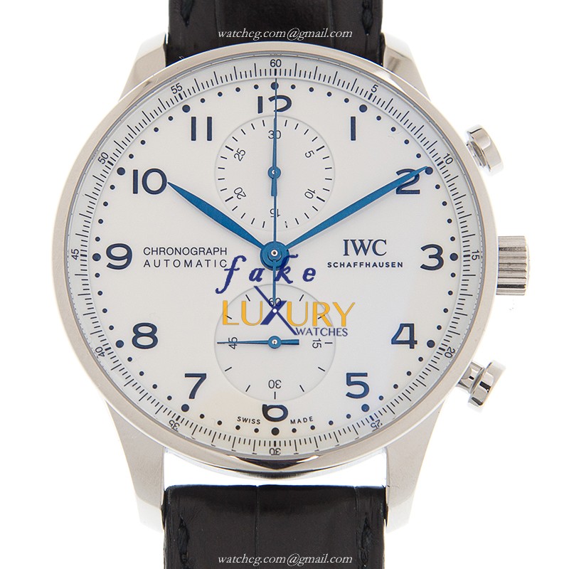 IW371602 - IWC Portuguese Automatic Replica Watch - Steel White Dial Black Alligator Strap - Luxury Replica Watch