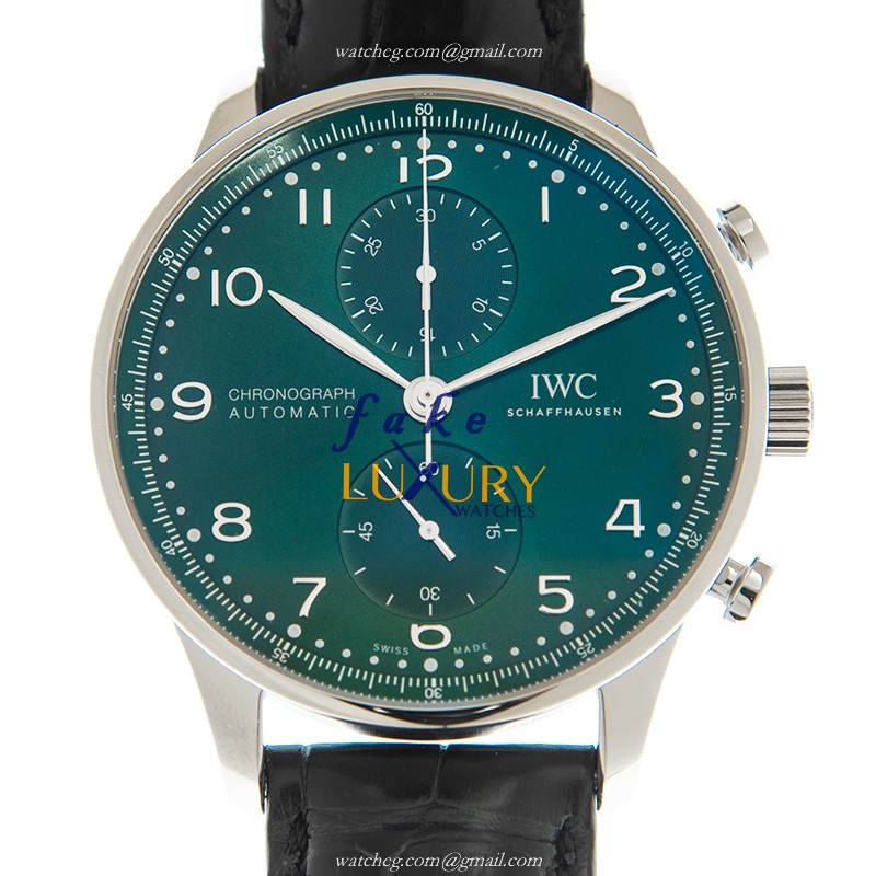 IWC IW371615 Portuguese Automatic Steel Green Dial Alligator Strap Replica Watch - Luxury Replica Watch
