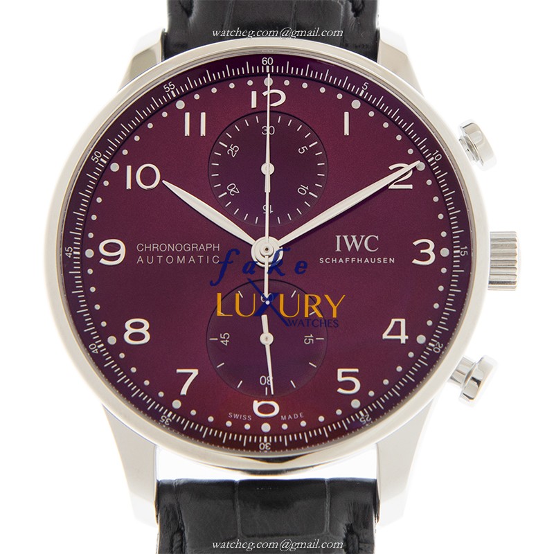 IW371616 - IWC Portuguese Automatic Replica Watch Red Dial Alligator Strap - Luxury Replica Watch