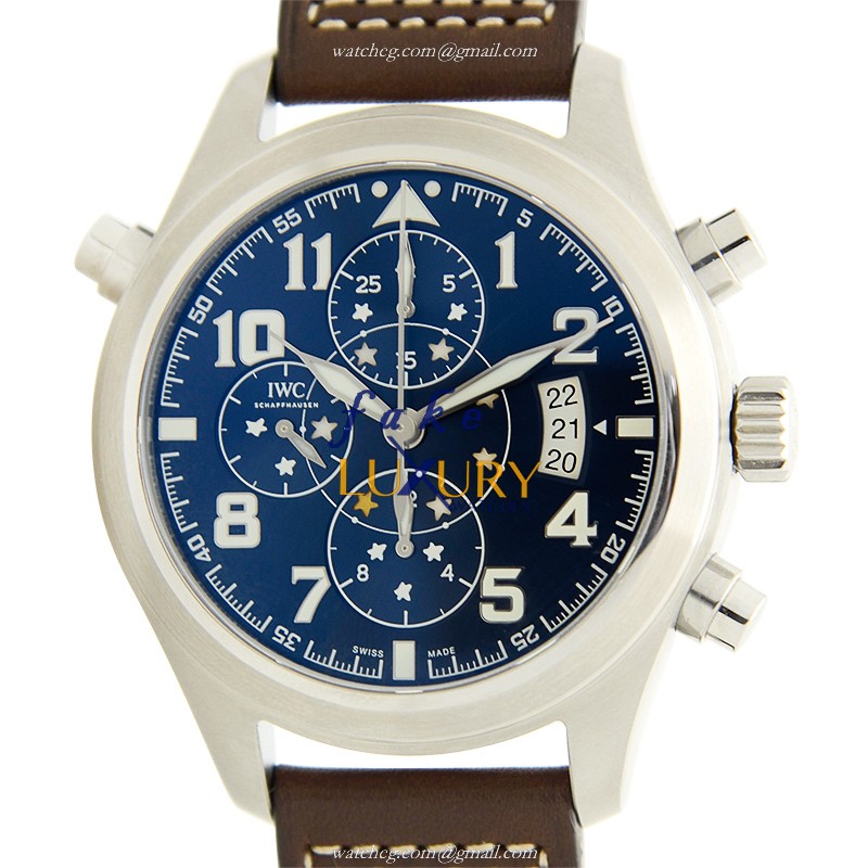 IW371807 - IWC PILOTS Automatic Replica Watch Blue Dial Brown Cowhide Strap - Luxury Replica Watch
