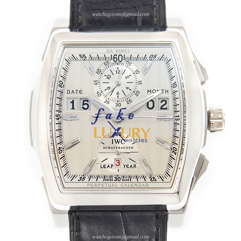 IWC Da Vinci IW376101 Automatic 18kt White Gold Silver Dial Black Alligator Strap Replica Watch - Luxury Replica Watch