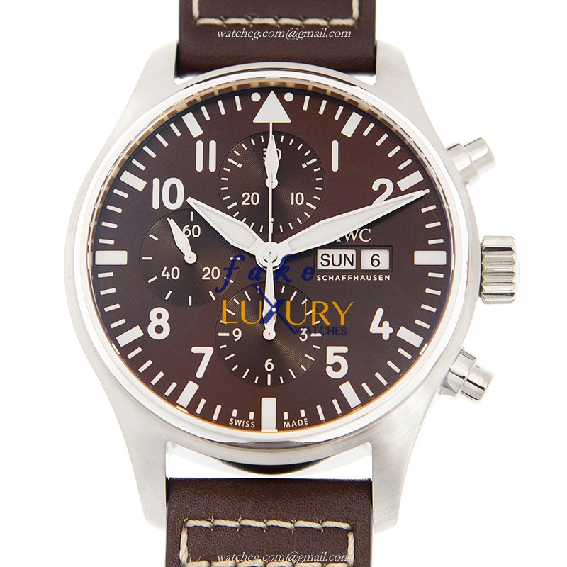 IWC IW377713 Replica Watch with Automatic Movement, Brown Dial, Steel Case Cowhide Strap - Luxury Replica Watch