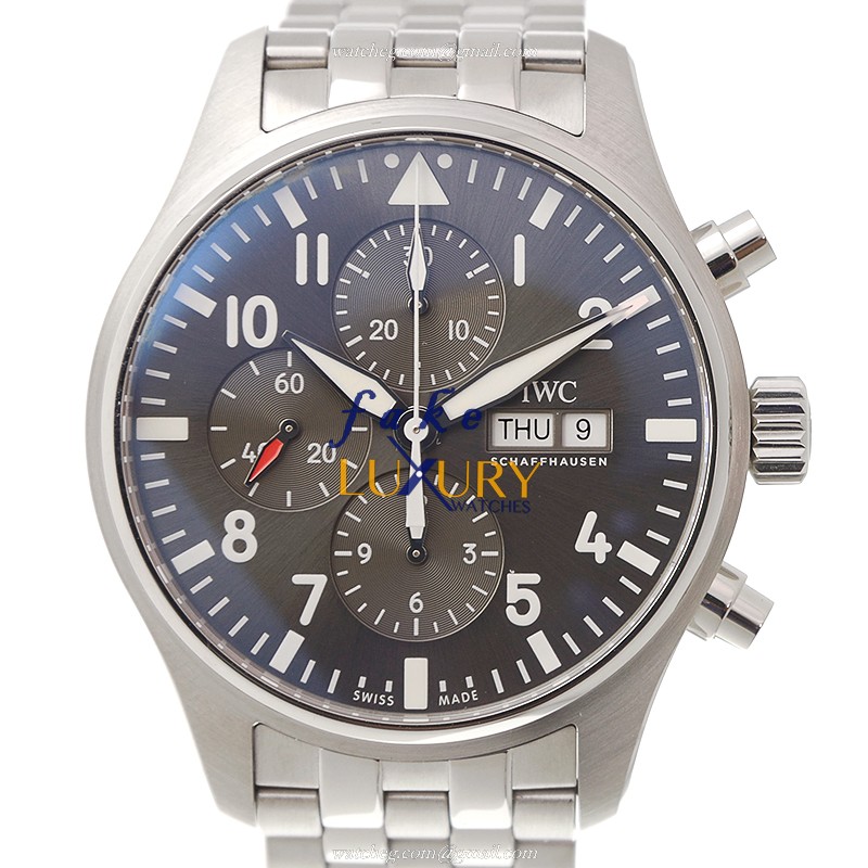 IWC IW377719 Pilots Automatic Replica Watch, Gray Dial, Steel Case Bracelet - Luxury Replica Watch