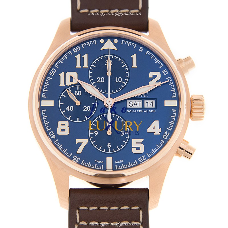 IWC IW377721 Pilots Automatic 18kt Rose Gold Blue Dial Brown Cowhide Strap Replica Watch - Luxury Replica Watch