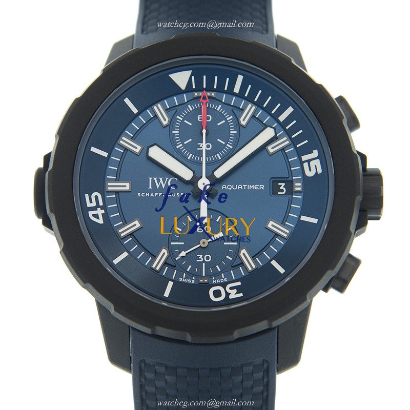 IWC IW379507 Aquatimer Replica Watch, Automatic, Blue Dial, Steel Case, Rubber Strap - Luxury Replica Watch