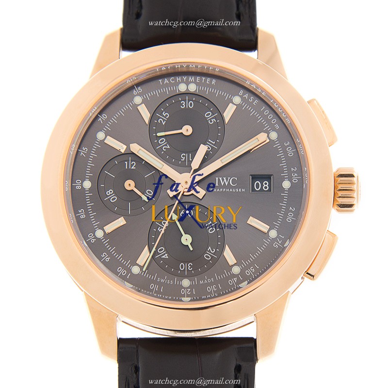 IWC IW380803 Ingenieur Automatic Replica Watch, 18kt Rose Gold Case, Gray Dial, Black Leather Strap - Luxury Replica Watch