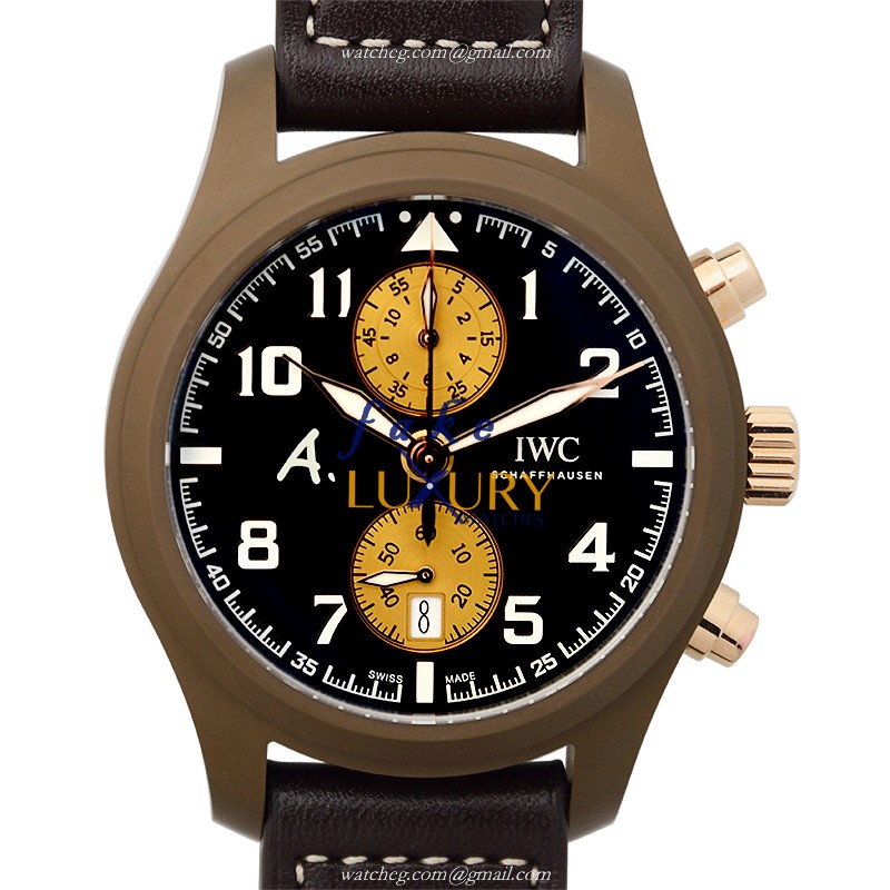 IWC IW388006 Pilots Automatic Ceramic Replica Watch Brown Dial Cowhide Strap - Luxury Replica Watch