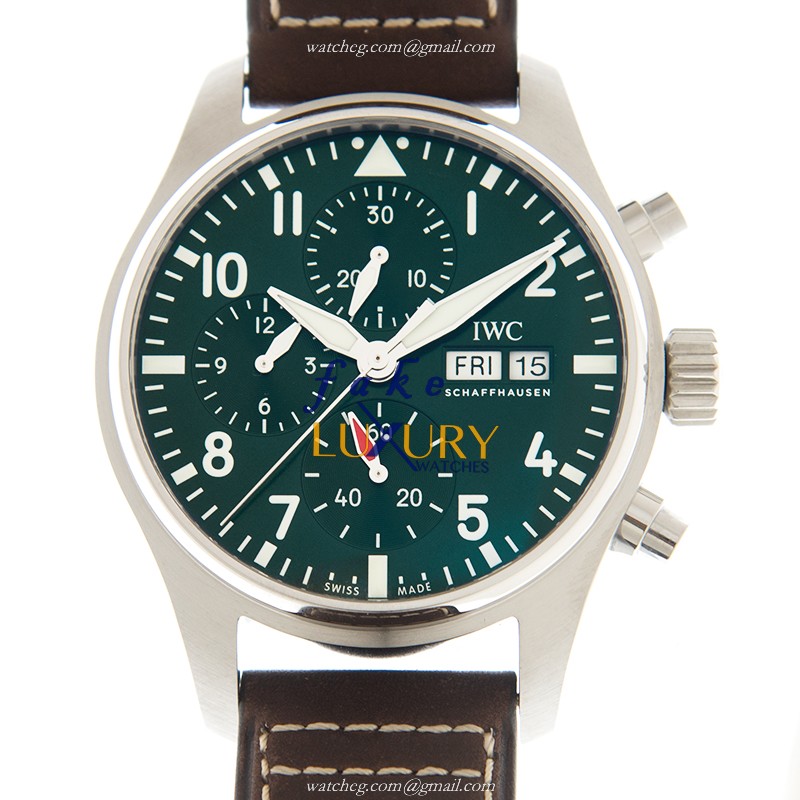 IWC IW388103 Pilots Automatic Stainless Steel Green Dial Brown Leather Replica Watch - Luxury Replica Watch