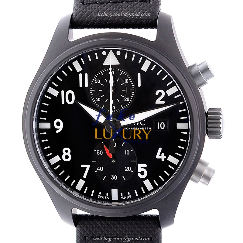 IWC IW389001 PILOTS Automatic Ceramics Replica Watch With Black Dial Cowhide Strap - Luxury Replica Watch