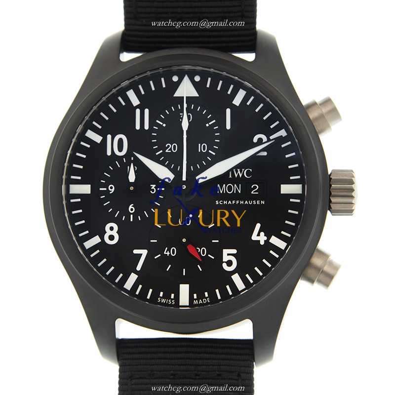 IWC IW389101 Pilots Automatic Replica Watch, Ceramic Case, Black Dial, Fabric Strap - Luxury Replica Watch