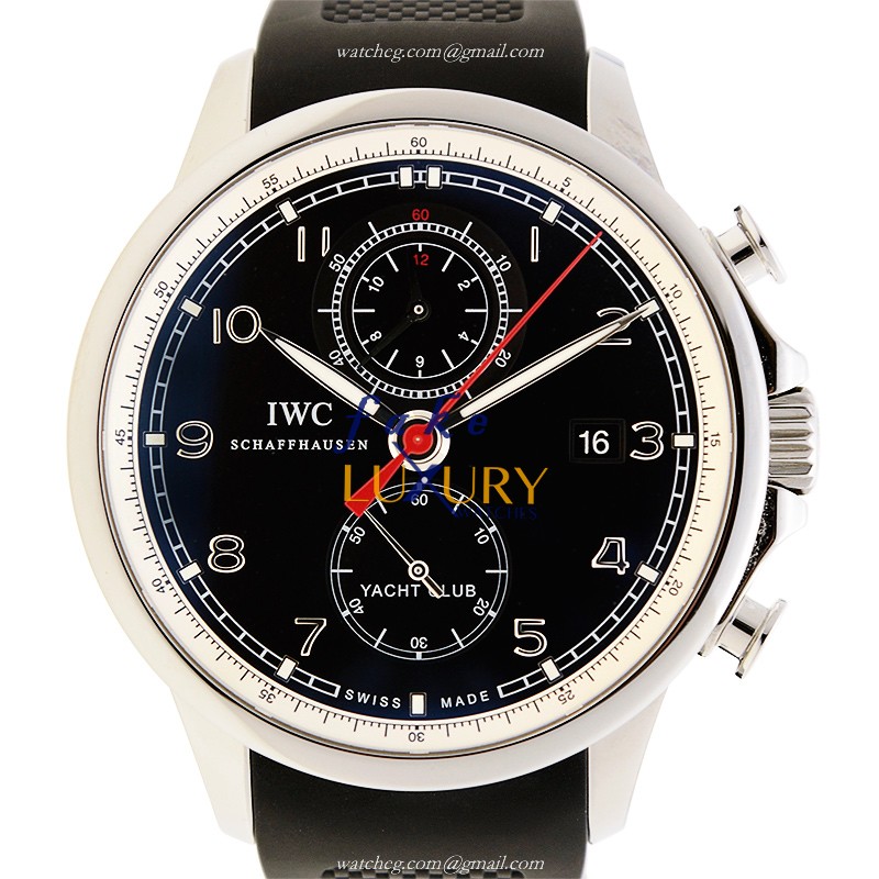 IW390210 - IWC Portuguese Replica Watch Automatic Stainless Steel Black Dial Rubber Strap - Luxury Replica Watch