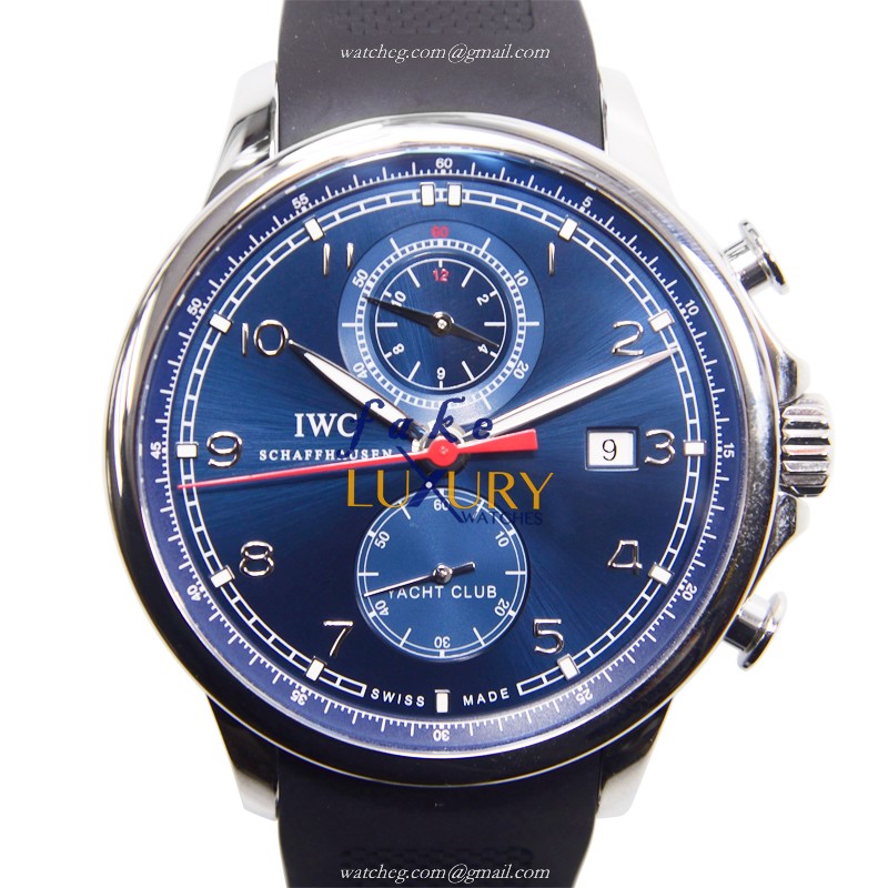 IWC IW390213 Portuguese Replica Watch, Blue Dial, Steel Case, Automatic Movement, Black Rubber Strap - Luxury Replica Watch