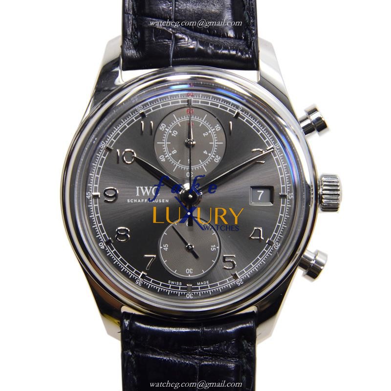 IWC Portuguese Automatic IW390404 Stainless Steel Dark Grey Dial Alligator Strap Replica Watch - Luxury Replica Watch