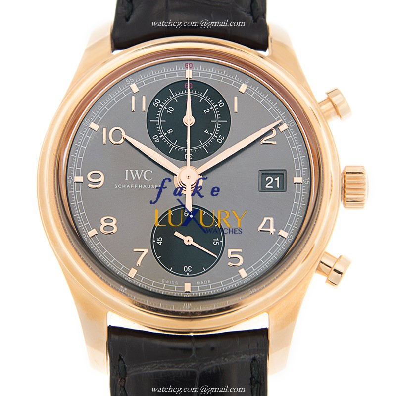 IWC Portuguese IW390405 Automatic 18kt Rose Gold Gray Dial Alligator Strap Replica Watch - Luxury Replica Watch