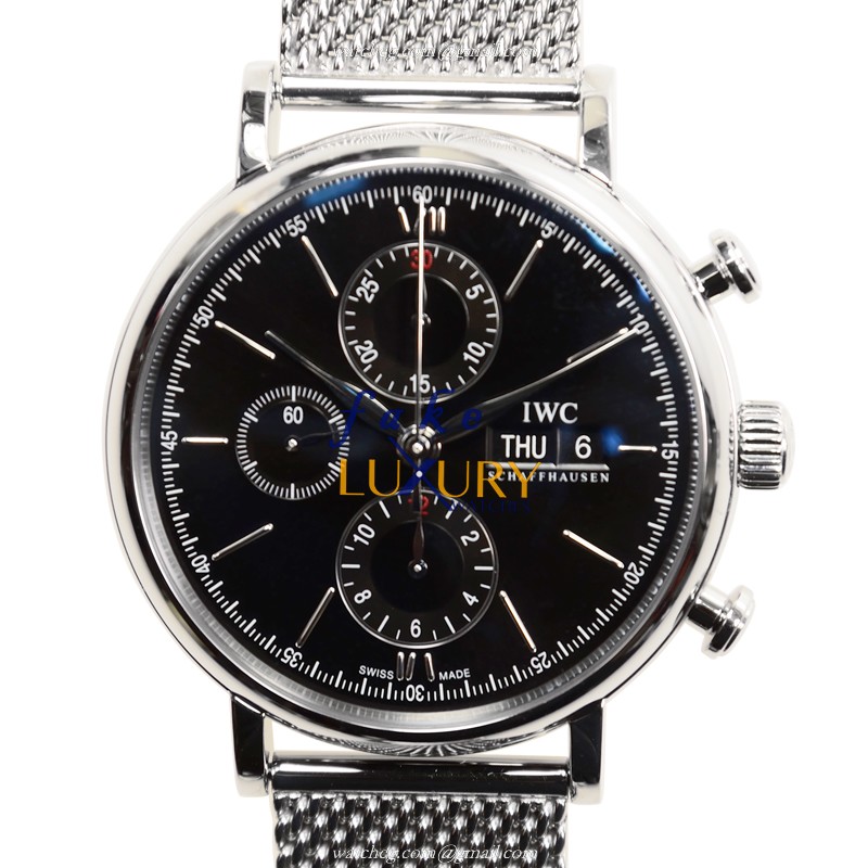 IWC Portofino Automatic Stainless Steel IW391010 Black Dial Silver Bracelet Replica Watch - Luxury Replica Watch