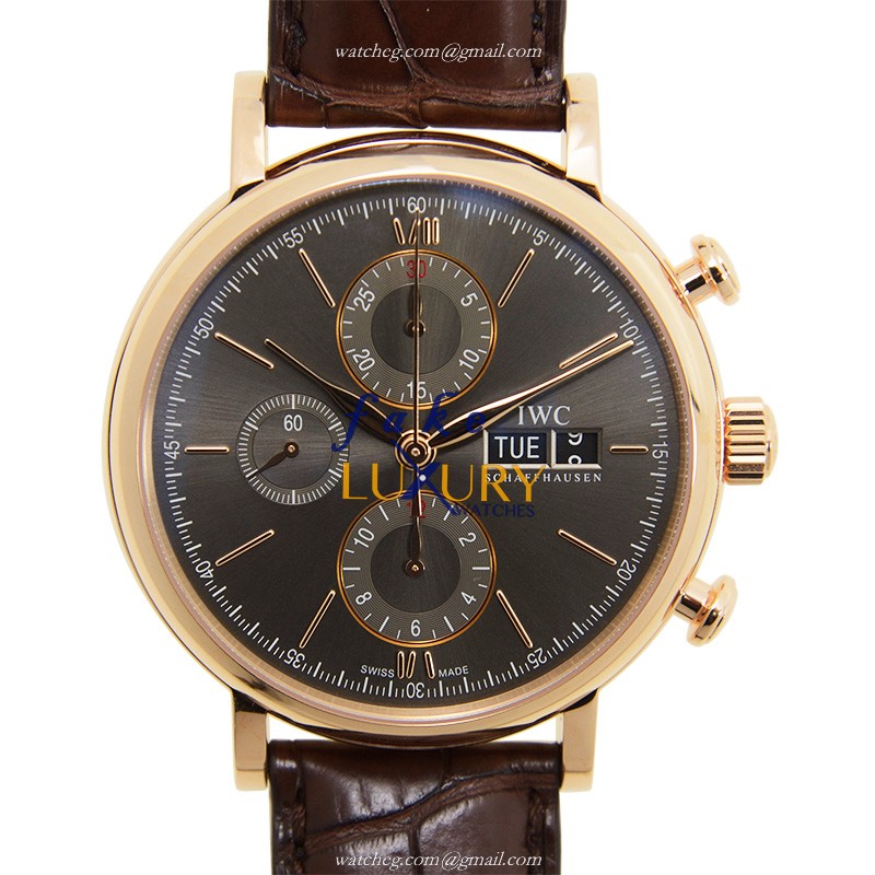 IWC IW391021 Portofino Replica Watch, Automatic Movement, 18kt Rose Gold Case, Dark Grey Dial - Luxury Replica Watch