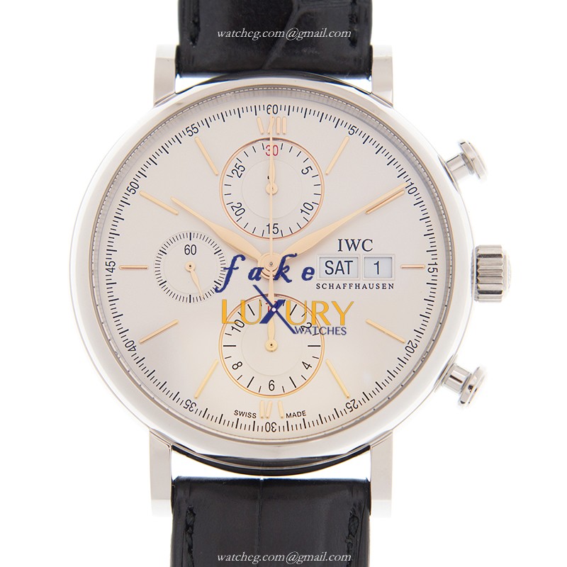 IWC IW391031 Portofino Replica Watch, White Dial, Steel Case, Black Alligator Strap, Automatic - Luxury Replica Watch