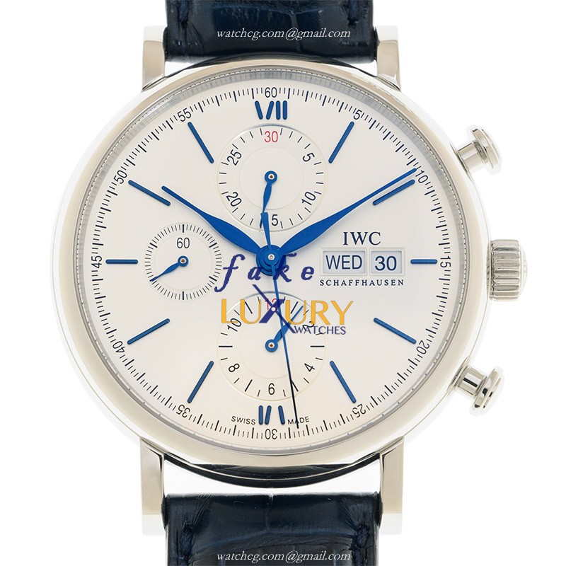 IWC IW391037 Portofino Automatic White Dial Blue Alligator Strap | 15202 | Automatic | Steel - Luxury Replica Watch
