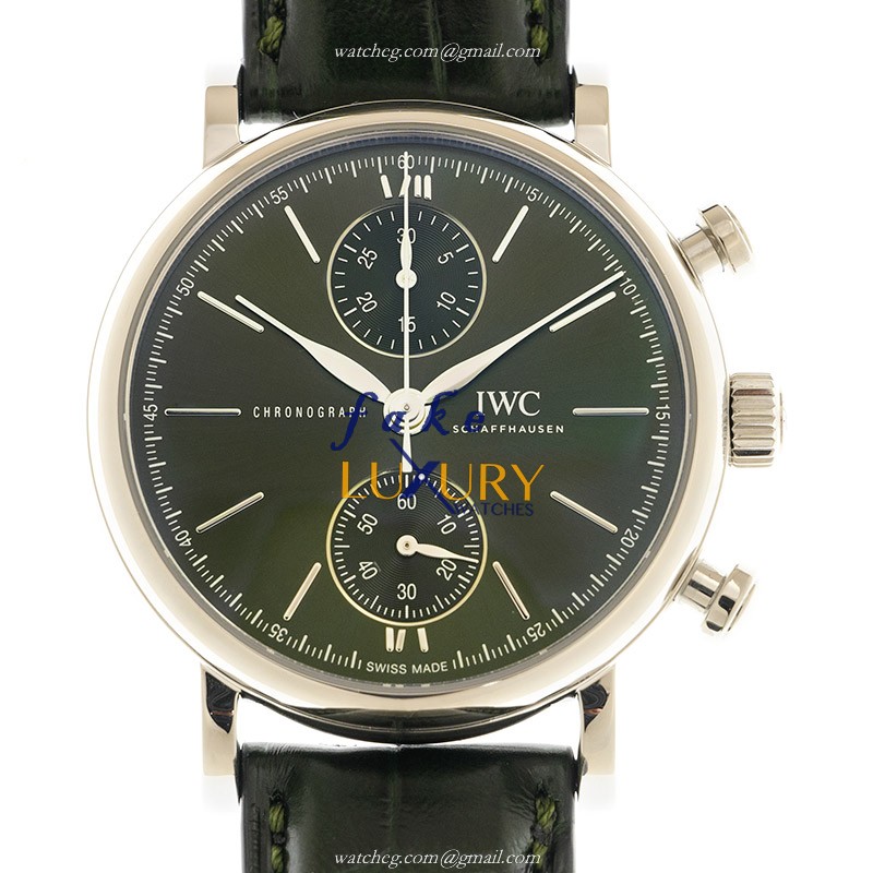 IWC Portofino IW391405 - Replica Watch - Automatic - Green Dial - Steel Case - Leather Strap - Luxury Replica Watch