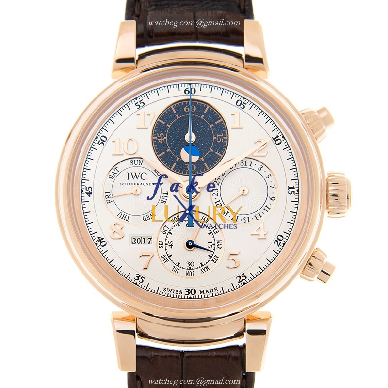 IWC IW392101 Da Vinci Automatic 18kt Rose Gold White Dial Brown Alligator Strap Replica Watch - Luxury Replica Watch