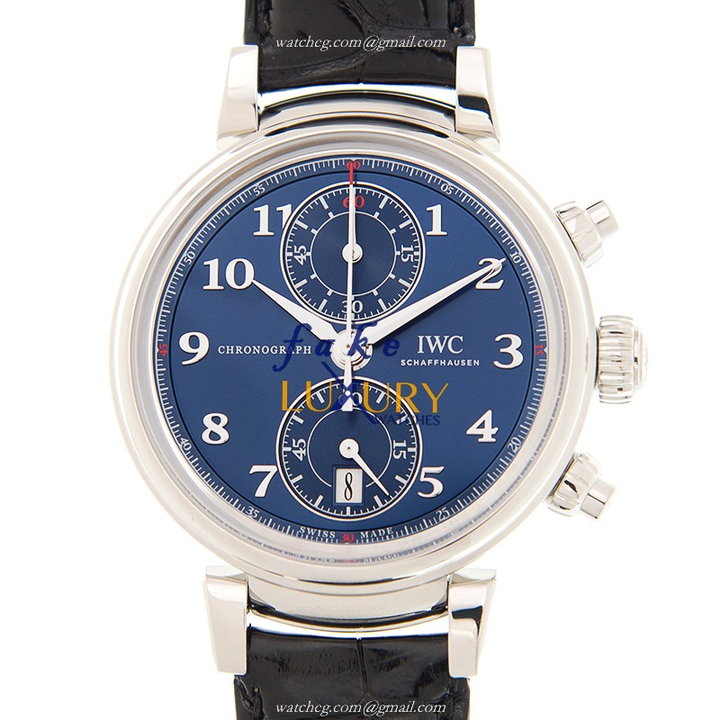 IWC IW393402 Da Vinci Replica Watch, Blue Dial, Steel Case, Black Alligator Strap, Automatic - Luxury Replica Watch