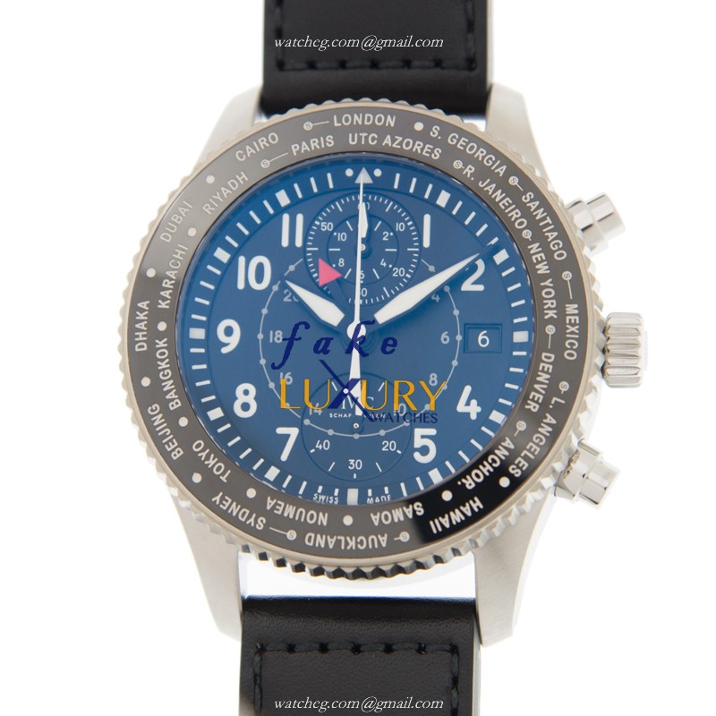 IWC IW395001 Pilots Automatic Replica Watch, Black Dial, Steel Case, Cowhide Strap - Luxury Replica Watch
