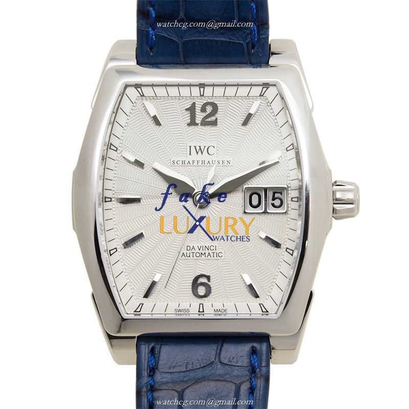 IWC IW452314 Da Vinci Replica Watch, Silver Dial, Steel Case, Blue Alligator Strap, Automatic - Luxury Replica Watch