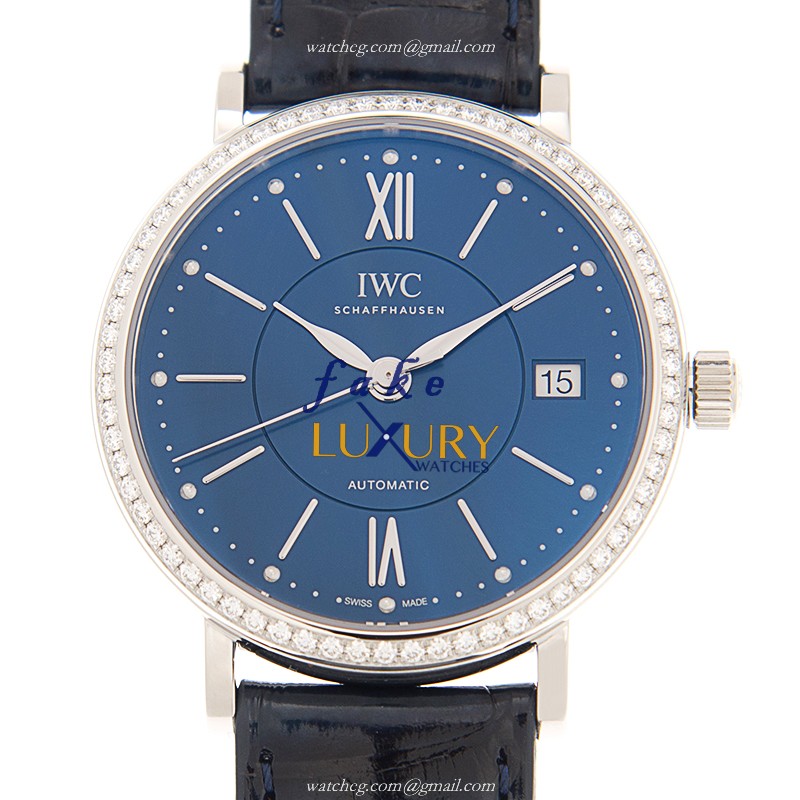 IWC IW458111 Portofino Automatic Blue Dial Leather Strap Steel Replica Watch - Luxury Replica Watch