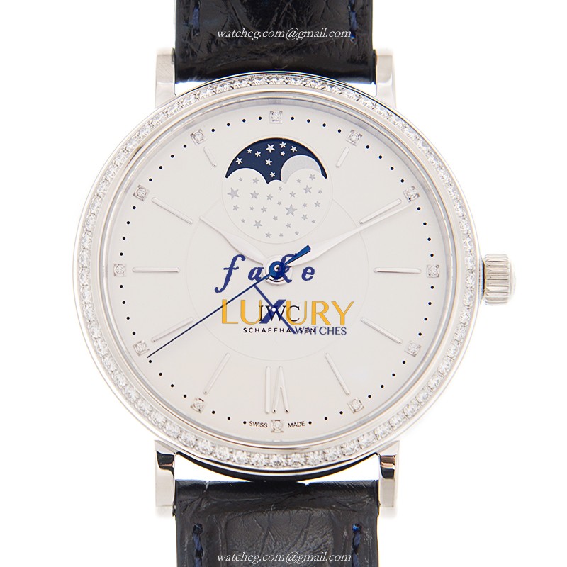 IW459008 - IWC Portofino Replica Watch Automatic Stainless Steel Diamonds Silver Dial - Luxury Replica Watch