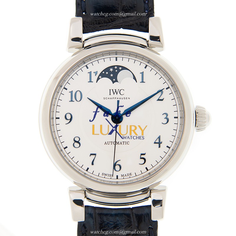 IWC Da Vinci IW459306 Replica Watch Automatic Silver Dial Blue Alligator Strap Steel Case - Luxury Replica Watch