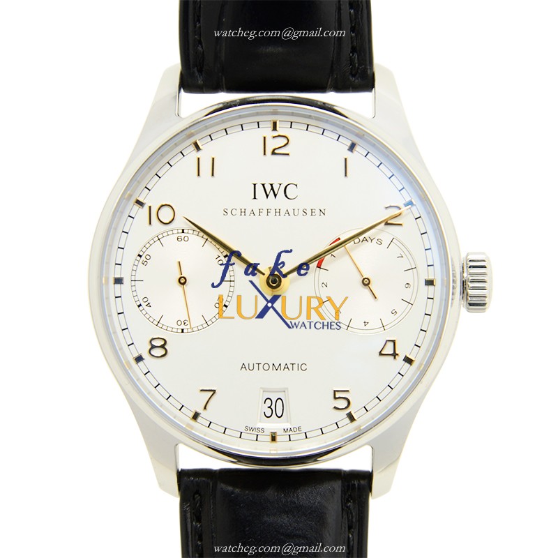 IWC IW500114 Portuguese Automatic Silver Dial Black Alligator | 15202ST.OO.1240ST.01 | Steel - Luxury Replica Watch