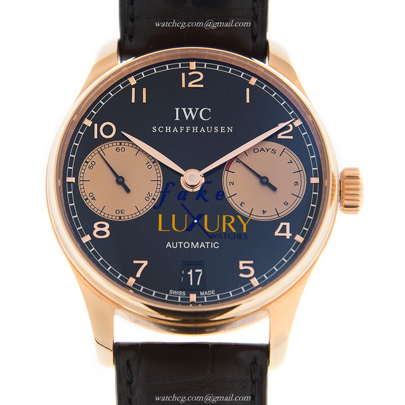 IW500121 - IWC Portuguese Automatic Replica Watch Black Dial 18kt Rose Gold - Luxury Replica Watch
