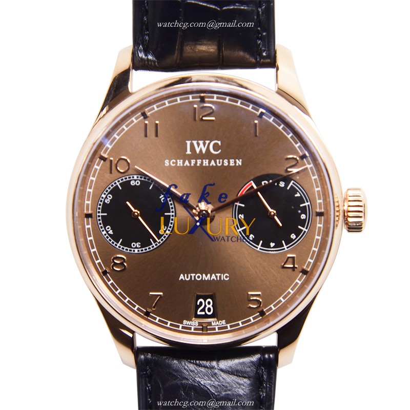 IWC IW500124 Portuguese Automatic 18kt Rose Gold Brown Dial Replica Watch - Luxury Replica Watch
