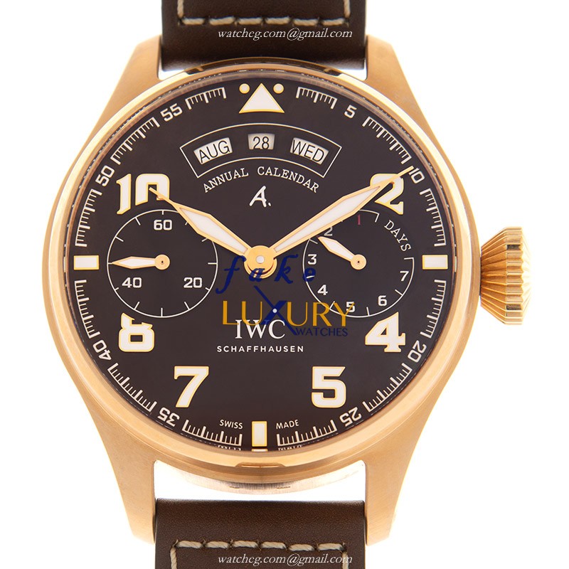 IWC IW502706 Pilots Automatic Replica Watch, 18kt Rose Gold Case, Brown Dial, Cowhide Strap - Luxury Replica Watch