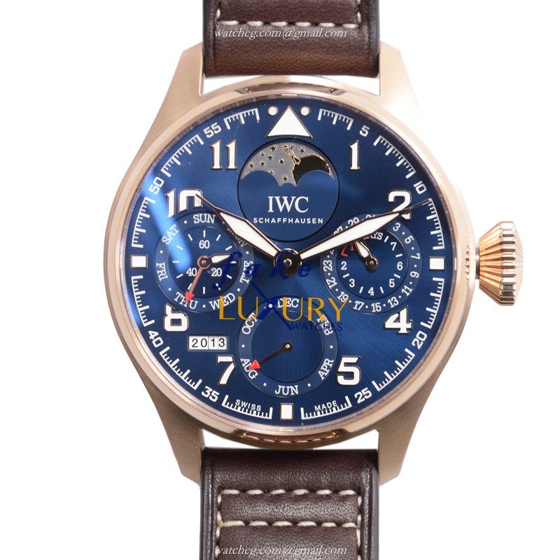 IWC IW502802 Replica Watch Automatic 18kt Rose Gold Dark Blue Dial Brown Cowhide Strap - Luxury Replica Watch