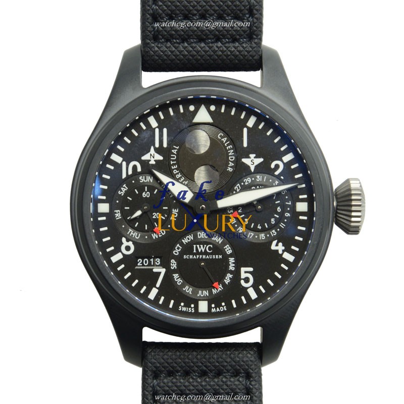 IWC IW502902 PILOTS Automatic Ceramic Replica Watch With Black Dial Fabric Strap - Luxury Replica Watch