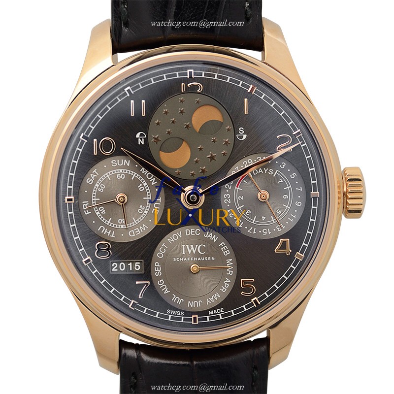 IWC IW503404 Portuguese Replica Watch, Automatic, Dark Grey Dial, 18kt Rose Gold Case - Luxury Replica Watch