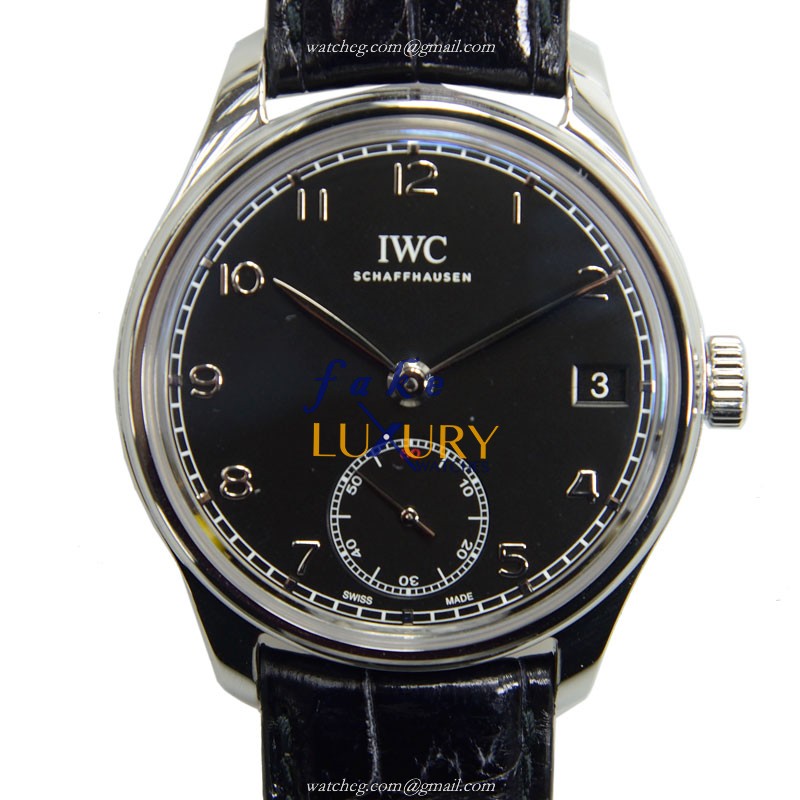 IWC IW510202 Portuguese - Replica Watch - Manual Wind - Stainless Steel - Black Dial - 43mm - Luxury Replica Watch