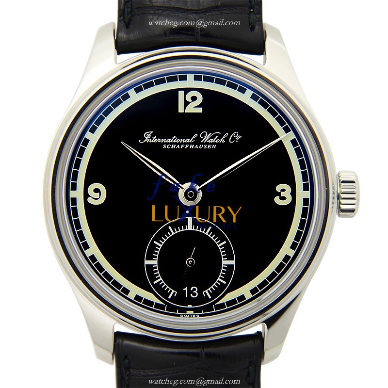 IWC IW510205 Portuguese Replica Watch, Black Dial, Steel Case, Manual Wind, Alligator Strap - Luxury Replica Watch