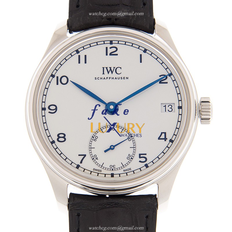 IWC IW510212 Portuguese Manual Wind White Dial Stainless Steel 43mm Alligator Strap Replica Watch - Luxury Replica Watch